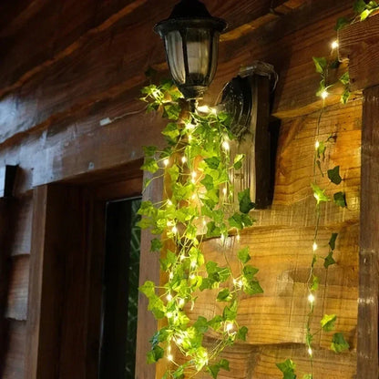 7M/12M/17M Maple Leaf Vine Fairy Lights String LED Solar Light Garden Decoration Waterproof Solar Lamp Wedding Christmas Garland