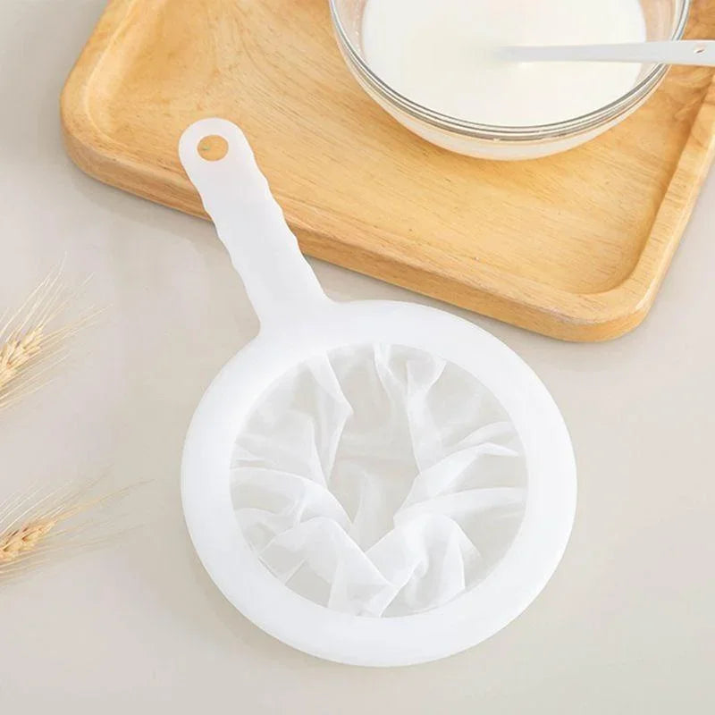 100/200/400Mesh Kitchen Ultra-Fine Nylon Mesh Strainer, Plastic Sieve Fine Mesh with Handle Kitchen Tool for Milk, Yogurt, Juice