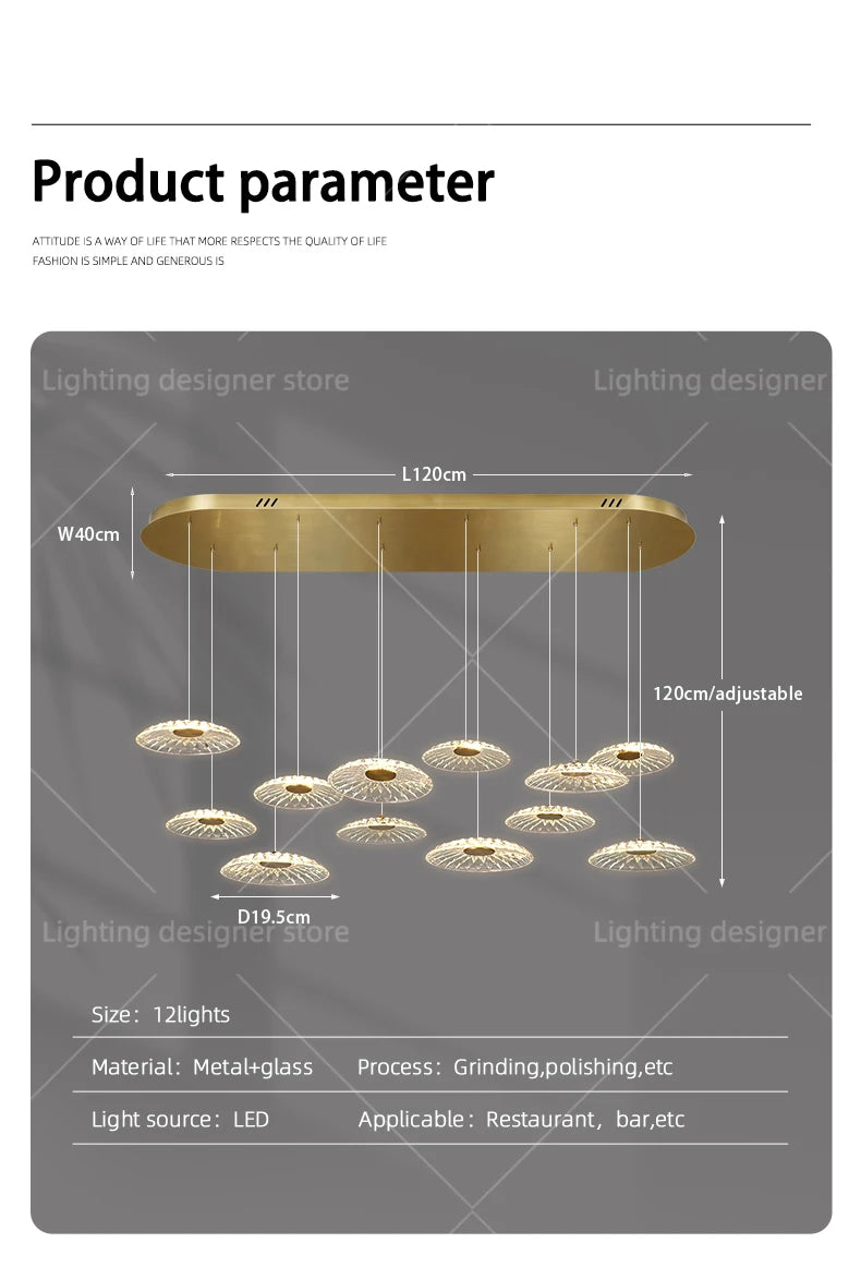 Dining room pendant light Modern villa dining room Kitchen pendant light designer glass Multi-head Hanging Lamp pendant light