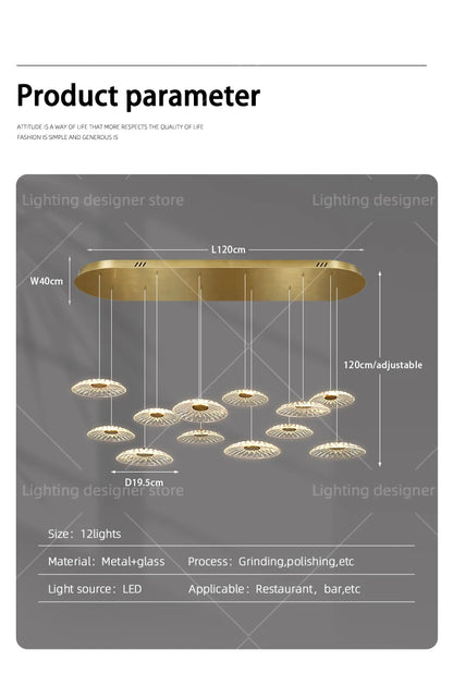 Dining room pendant light Modern villa dining room Kitchen pendant light designer glass Multi-head Hanging Lamp pendant light