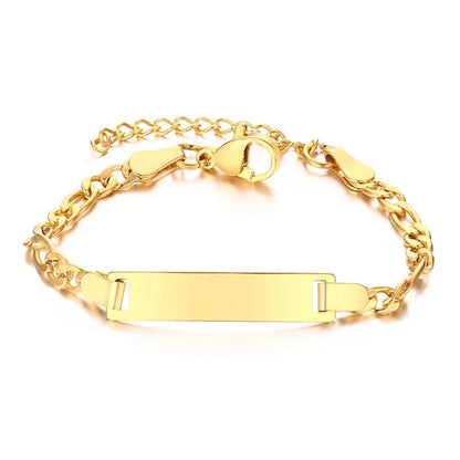 Customized Name & Text Gold Plated Stainless Steel Link Bracelet Fashion Personalized Custom Jewelry Men Women