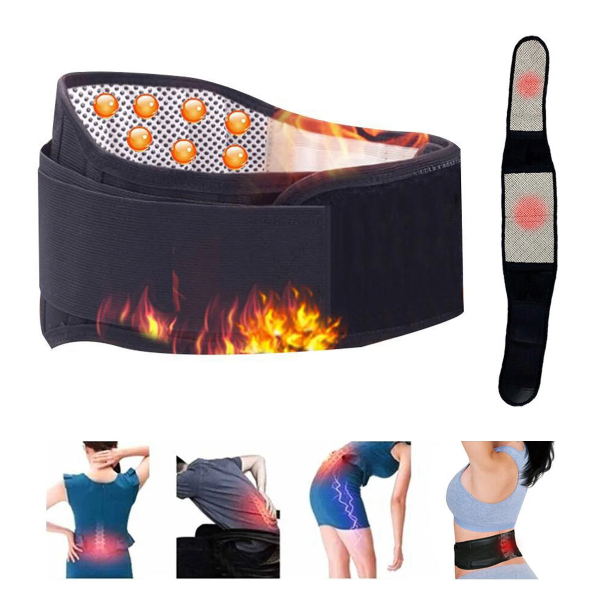 Self Heating Lumbar Back Support Wrap Adjustable Protective Waist Wraps For Unisex Arthritis Joint Pain Relief Injury Recovery