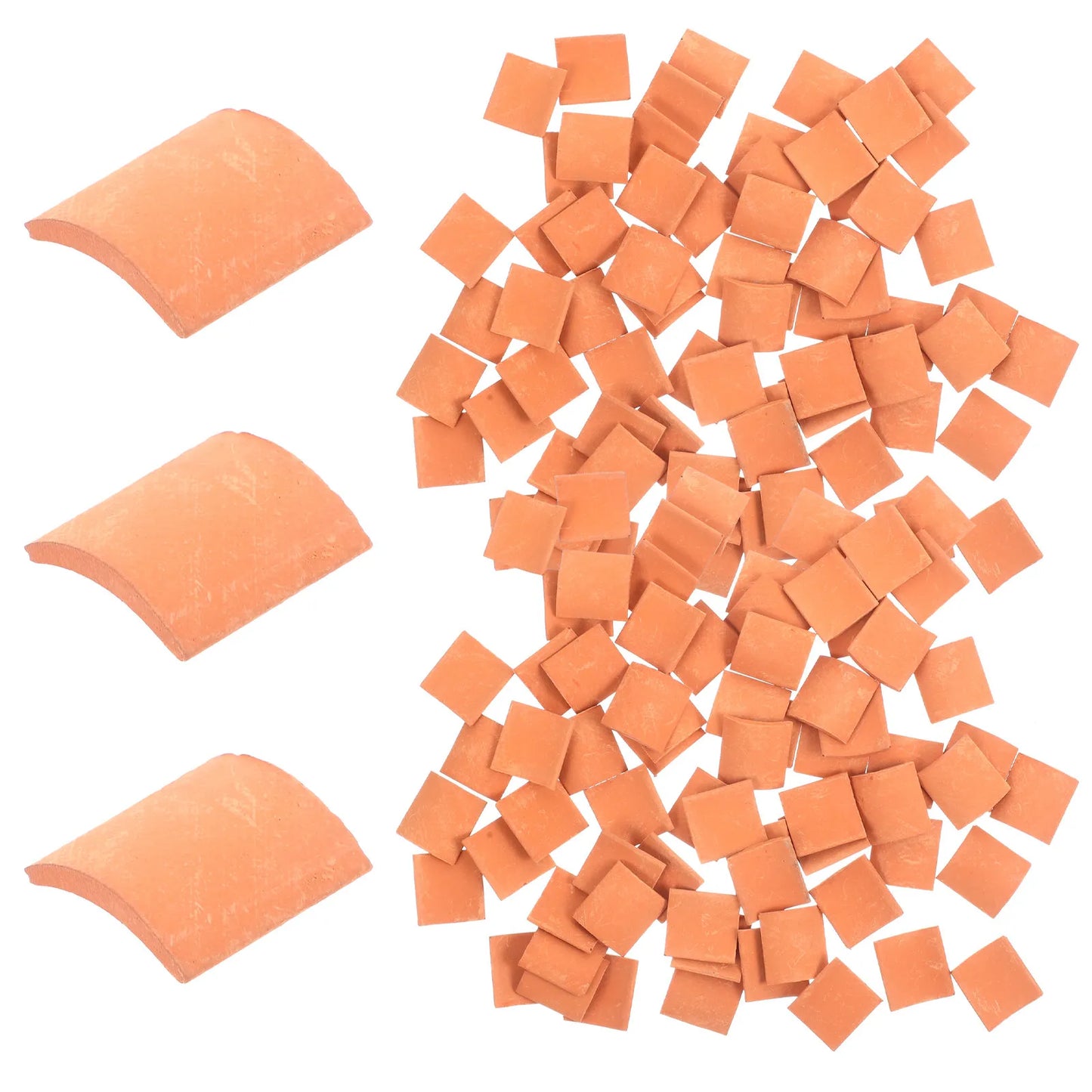 70pcs Mini Roof Tiles Miniature Simulated Roof Tiles Models Pottery Clay Roof Tiles DIY Miniature House Props 1.7x1.6cm