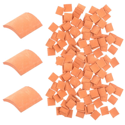 70pcs Mini Roof Tiles Miniature Simulated Roof Tiles Models Pottery Clay Roof Tiles DIY Miniature House Props 1.7x1.6cm