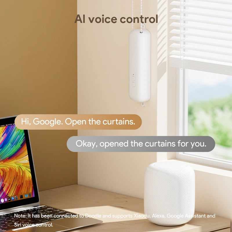 Bluetooth Smart Roller Blind Curtain Robot Type C Port Use for Tuya Smart Life Remote Control Google Alexa Siri Voice Control