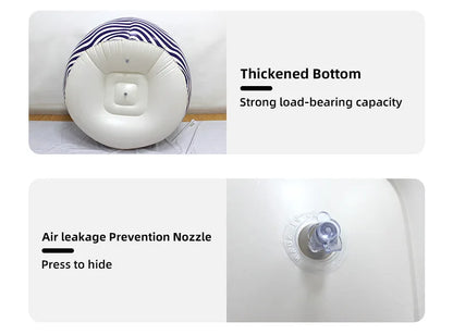 Portable Lazy Sofa Ball Shape Striped Inflatable Sofa for Outdoor Camping Picnic Comfortable Seat Cushion with Carry Bag