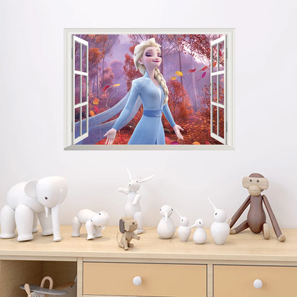 Cartoon diy frozen princess Elsa Anna wall stickers girl Children room background decoration removable kids bedroom poster decal