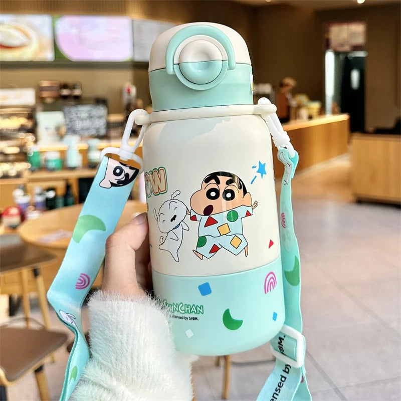 X&W Kids Thermos Bottle Cute Crayon Shin-Chan Thermos Cup Ice Tumbler Stainless Steel Straw Cup Anime Peripheral Gifts Water Cup