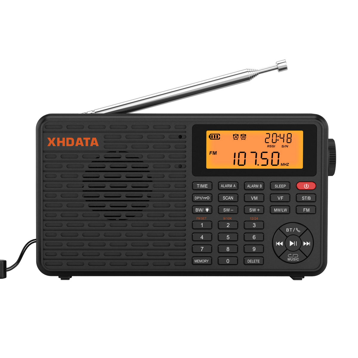 XHDATA D-109 Stereo Digital Portable Radio AM SW MW FM Radio Bluetooth Compatible Multifunctional Radio Support TF Card Player