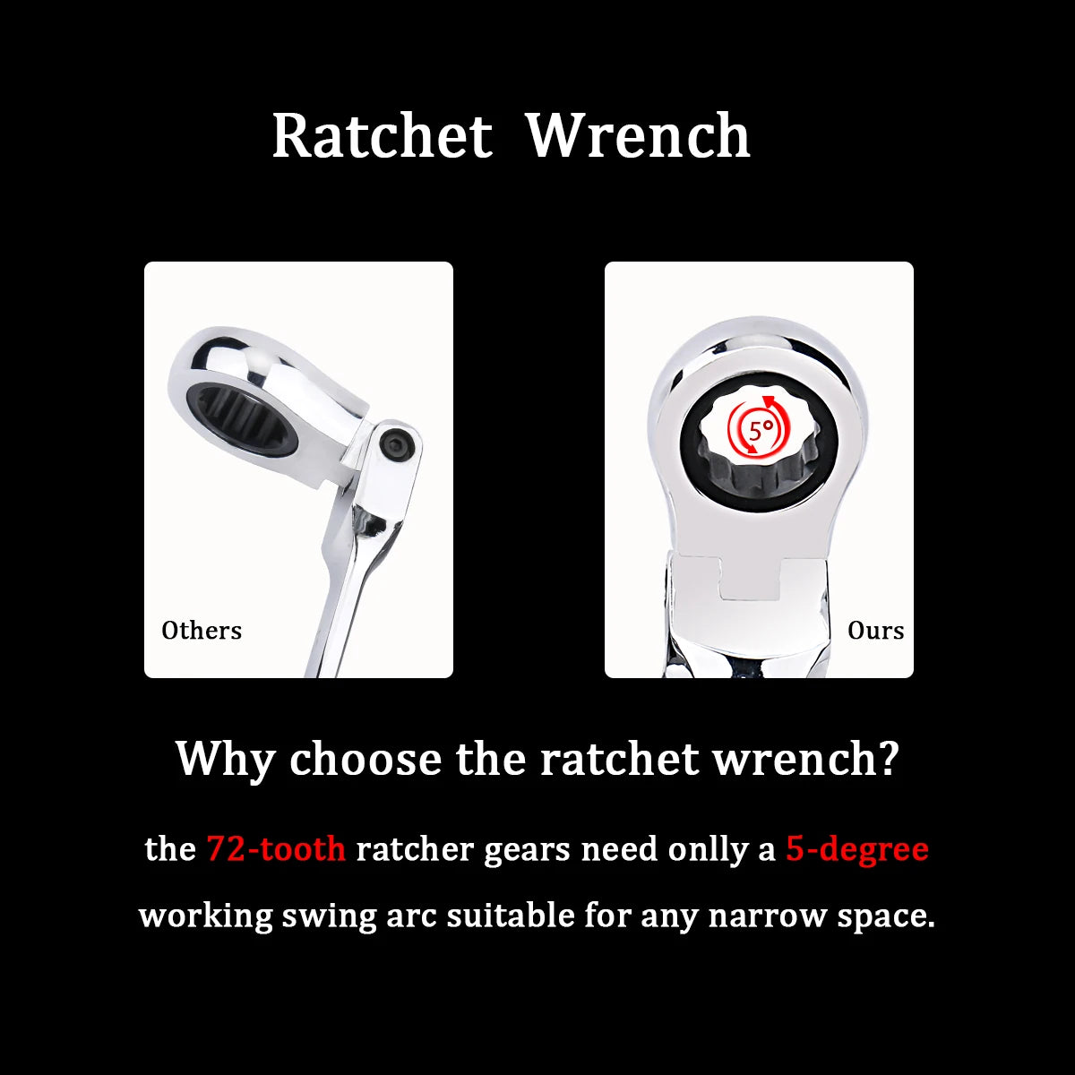 10mm Ratchet Wrench of Keys Spanner Set Hand Tool 72-Tooth Ratcheting Flexible Head Mirror Finish 10mm Auto and Home Repair 1 pc