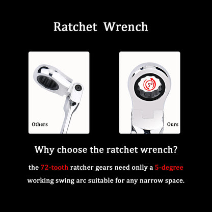 7mm Ratchet Wrench of Keys Spanner Set Hand Tool 72-Tooth Ratcheting Flexible Head Mirror Finish 7mm Auto and Home Repair 1 pcs