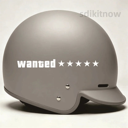Wanted 5 Stars Helmet Sticker Waterproof Vinyl Decal For GTA 5 6 Motorbike Decor styling for Honda Yamaha Suzuki Kawasaki BMW