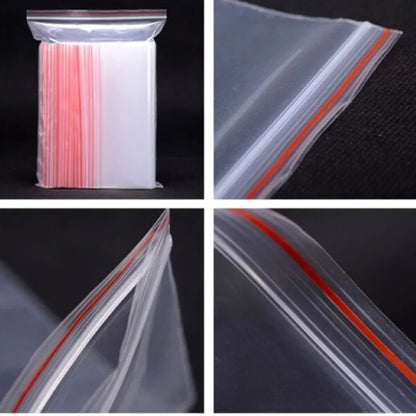 100/200/300pcs Small Zip Lock Plastic Bag Reclosable Transparent Bag Shoe Bag Vacuum Bag Poly Clear Bags Thickness 0.05mm
