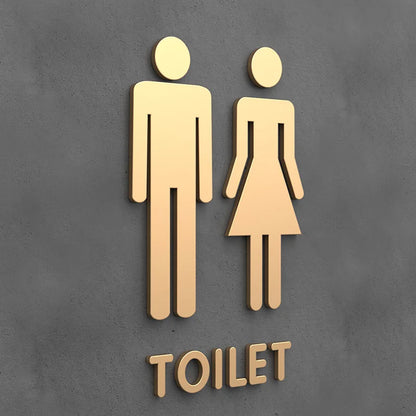 Matte Black Gold Toilet Sign Plate Acrylic 3D Wash Room Door Wall Label Sticker Wc BathRoom Signage Board Art Hotel Home Decor