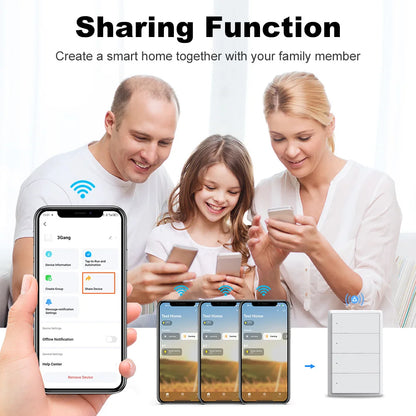 Manhot Matter WiFi Smart Wall Light Switch 1 2 3 4 Gangs with Neutral Wire Push  Physical Light Switches work with Homekit App