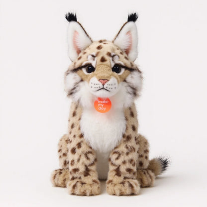 Realistic Lynx Bobcat Stuffed Animal Plush Toy 13.7in Ultra-Soft Lifelike Wild Cat Figure Kids Gift Home Decor Collectible