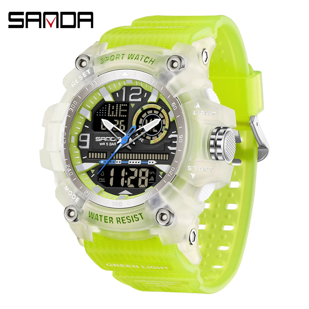 SANDA 3367 Men's Electronic Watch Large Dial Multi Functional Outdoor Waterproof Student Sports Electronic Watch