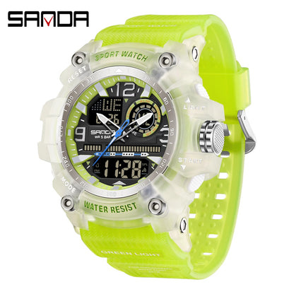 SANDA 3367 Men's Electronic Watch Large Dial Multi Functional Outdoor Waterproof Student Sports Electronic Watch
