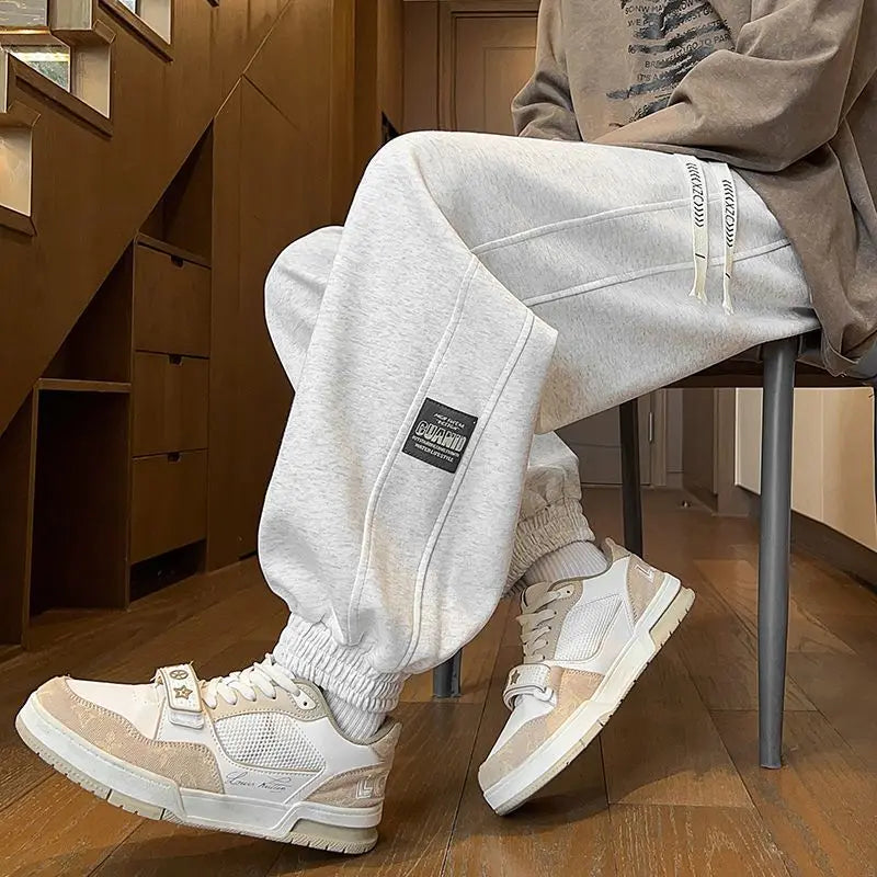 Men Summer Loose Joggers Casual Streetwear Sweatpants Elastic Cuff Trousers Trendy Versatile Sports Pants