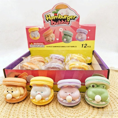 Animal Spit Bubble Burger Squishy Cute Cartoon Anti-stress Relief Squishy Fidget Sensory Toy Funny Vent Squeeze Toy &Desk Decor