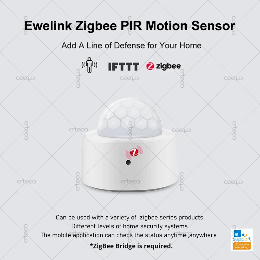 Ewelink Zigbee PIR Motion Sensor Human Body Movement Wireless Infrared Detector Smart Home Security Works With Alexa Google Home