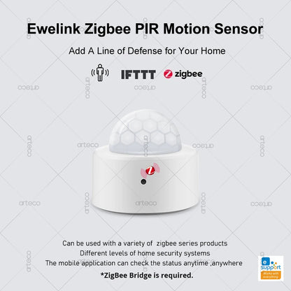 Ewelink Zigbee PIR Motion Sensor Human Body Movement Wireless Infrared Detector Smart Home Security Works With Alexa Google Home