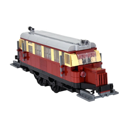 Vintage Dual Cab Train MOC Blocks, Detailed Retro Railway Locomotive, Educational DIY Toy for Train Fans, No Paper Manual