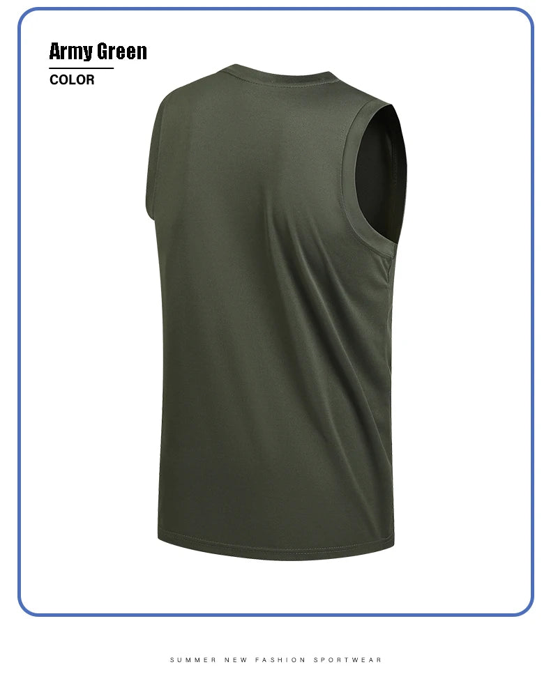 Men's New Large Size Breathable Ice Silk Quick Dry Sleeveless Vest Round Neck Casual Running Fitness M-8xl Summer Sports T-Shirt