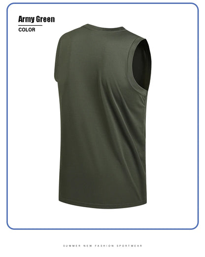 Men's New Large Size Breathable Ice Silk Quick Dry Sleeveless Vest Round Neck Casual Running Fitness M-8xl Summer Sports T-Shirt