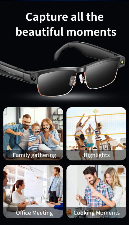 800W Pixel Camera Smart Glasses Photo Video Record BT Call Al Object Recognition Voice Assistant Translation Music Sunglasses