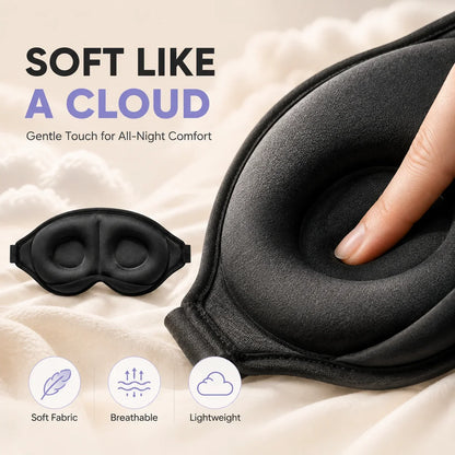 3D Contoured Sleep Eye Mask With Earplugs Zero‑Pressure Light Blocking Blindfold Adjustable Strap Soft Sleeping Mask For Travel