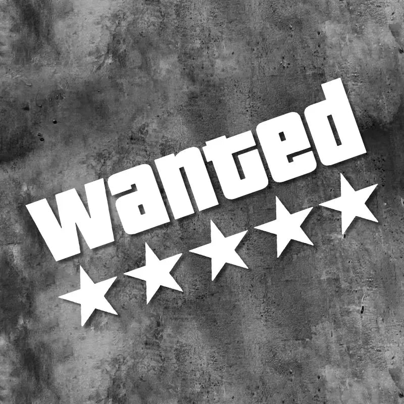 Wanted Star Vinyl Decal - Waterproof Motorcycle Car Scooter Sticker for Fuel Tank Side Panel DIY Decoration