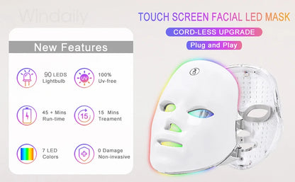 7 Colors Wireless Led Face Mask Therapy Photon USB Recharge Facial Mask For Anti Aging Skin Rejuvenation Skin Care Beauty Device