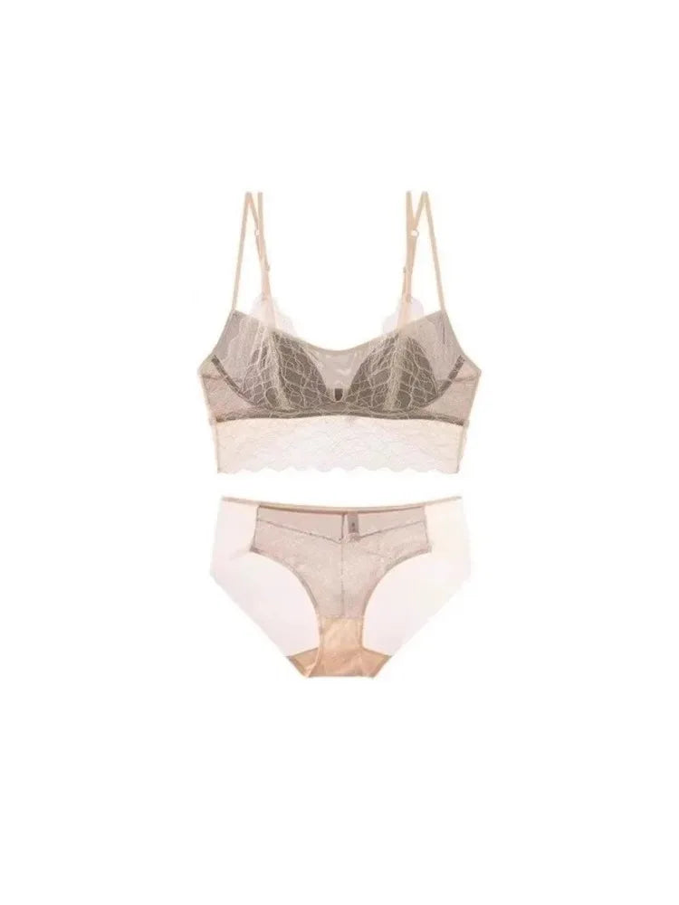 Sexy Lace Bralette No Underwire | French Triangle Cup Bra | Summer Thin Breathable for Women | Slimming Strappy Back Lingerie