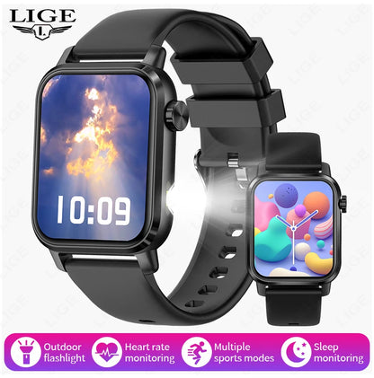 Inteligentny zegarek LIGE dla kobiet i mężczyzn, z połączeniami Bluetooth, sportowa bransoletka fitness, zdrowie kobiet, dynamiczna tarcza 3D, smartwatch damski, nowość 2026
