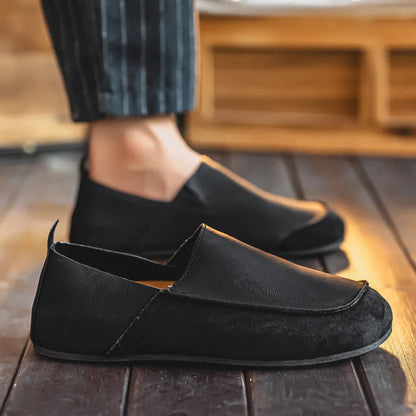 Fashion Mens Casual Shoes Soft Leather Comfort Man Loafers Outdoor Walking Half Slippers Breathable Lazy Driving Shoes Moccasins