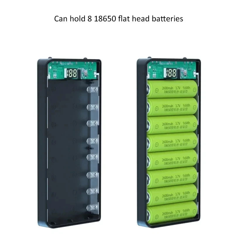 DIY Power Bank 10/8*18650 Battery Holder Battery Box Micro Type C Dual USB Ports Phone Charger 18650 Detachable Powerbank Case