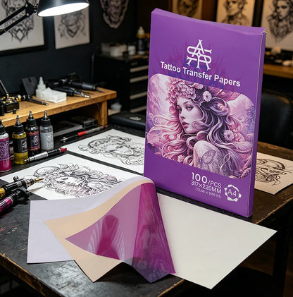 Pink 4-Layer Tattoo Transfer Paper A4 Size 100 Sheets Professional Tattoo Stencil Paper Thermal Copier Tattoo Supply