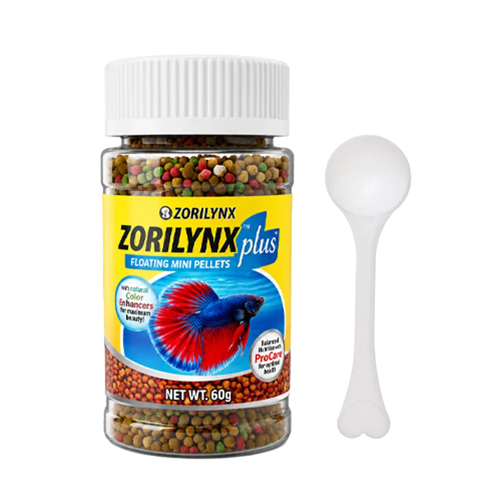 Fish Food Pellets With Square Floating Feeding Ring Set For Betta Goldfish Nutrient Color Enhancer Combo ZORILYNX Plus X2