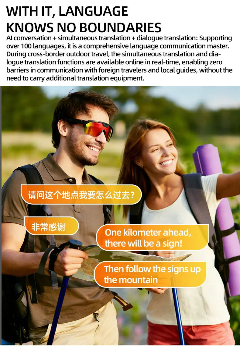 2026New AI Smart Glasses ChatGPT 1200P Camera 30MP Anti-shake Cycling Video&Photo Sport Sunglasses DualMic 4GB Windproof Goggles