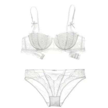French Lace Half-Cup Bra Ultra-Thin Compact Small Bras  Kawaii Lingerie Sexy Push Up Japanese Style Minimalist Design for Women
