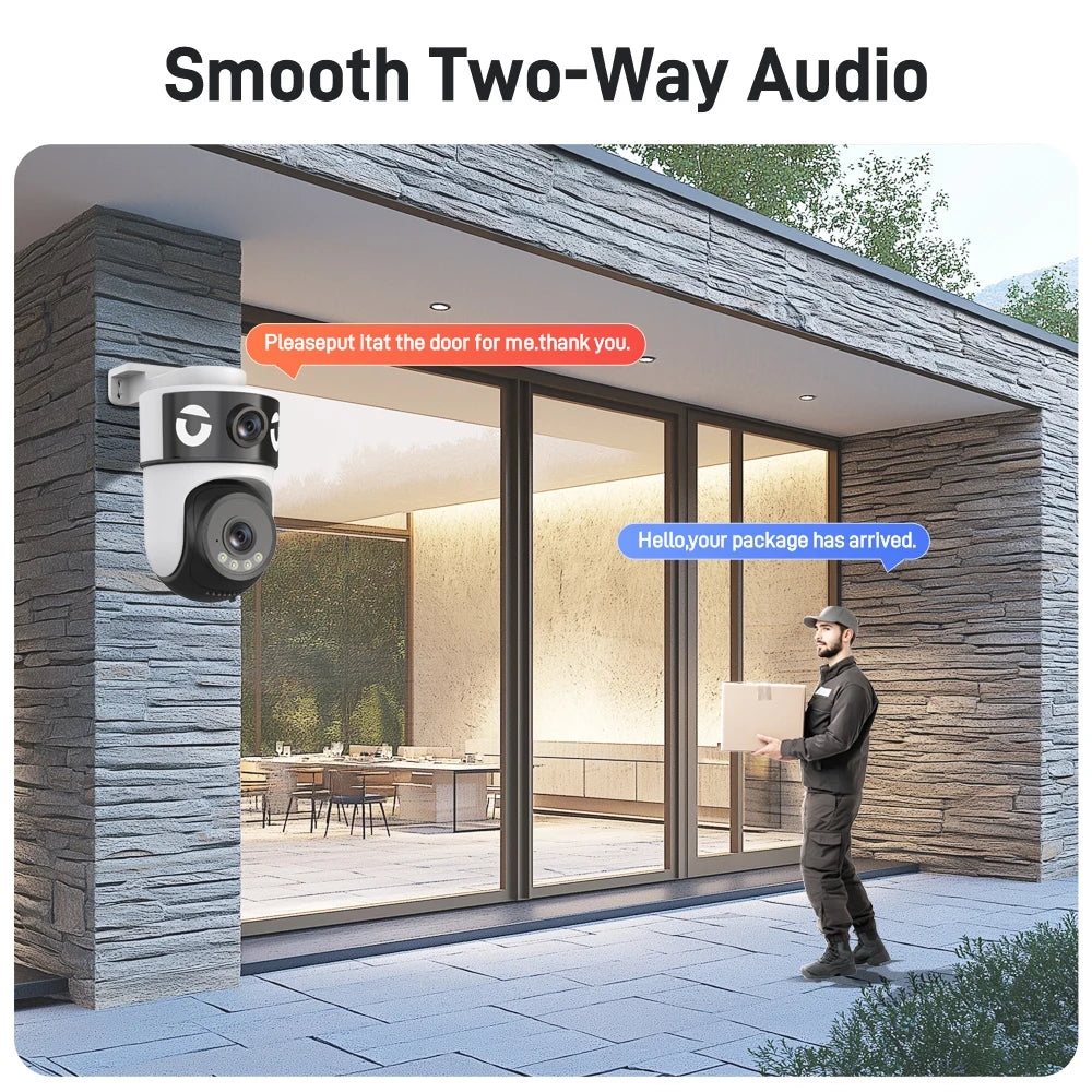 WiFi Dual Lens Dual Screen Camera 5K 10MP Waterproof AI Tracking O-kam Pro Outdoor Street CCTV Surveillance Cam