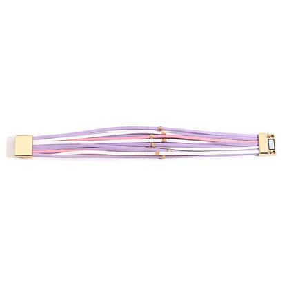 ALLYES Charm Triple Color Leather Bracelet for Women Bohemian Metal Beads Multilayer Thin Strip Wrap Bracelets Fashion Jewelry