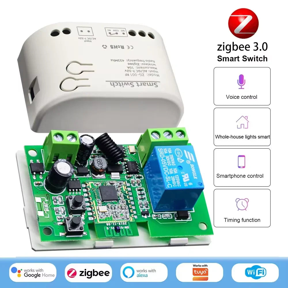 Zigbee Relay Breaker 7-32V 85-250V Switch Module Control Works With Tuya Smart Life App Alexa Google Smartthings Ewelink Hub