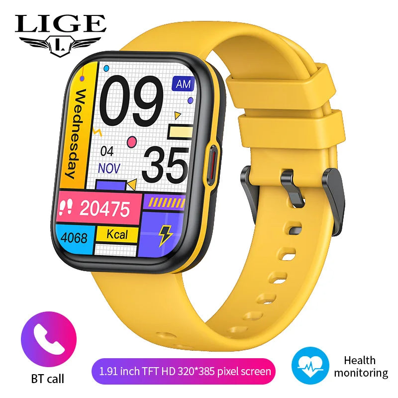 LIGE Nowy Smartwatch z Pomiarem Temperatury Ciała Damski Męski Ekran HD 360 Odbieranie Połączeń Wybieranie Połączeń Smartwatch Męskie Zegarki dla Kobiet Bransoletka