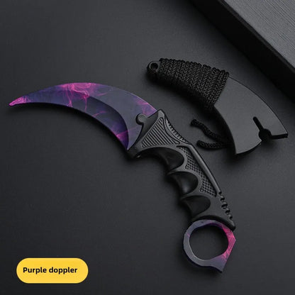 24styles Skin Karambit Precision Die Casting Stainless Steel Model Safety Outdoor Coaplay Claw Knives Collectible Game Toys Boys