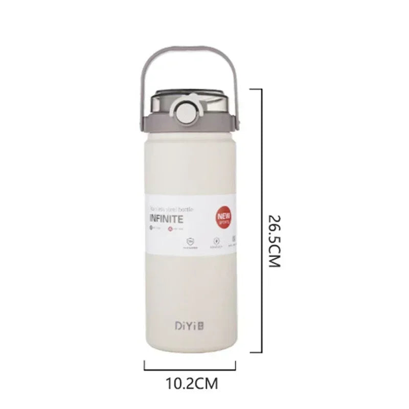 New Large Capacity Thermo Bottle with Straw Stainless Steel Thermal Water Bottle Keep Cold and Hot Thermos Cup Vacuum Flask