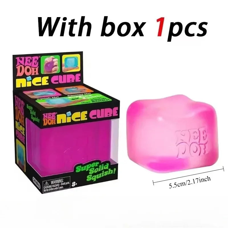 Needoh Teenie Nice Ice Cube Fidget Toys Mini4 Pack Set Slow Rebound Squishy Toys Stress Reliever Fidget for Party Favors Gifts@.
