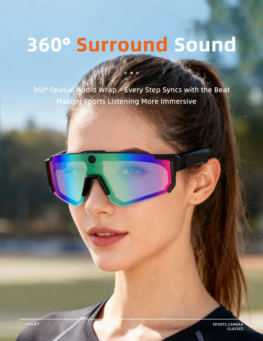 Smart POV Camera Glasses 8MP HD 4K60FPS POV Video Anti-Shake Open-Ear Audio Voice Assistant Running Cycling Sunglasses Men Women