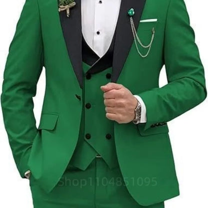 3 Pieces Men's Wedding Suits Formal Groom Tuxedo Slim Fit Business Blazer Double Breasted Vest Pants Set for Party
